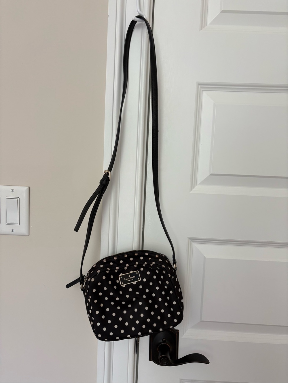 kate spade Black with White Polka Dot Crossbody Bag